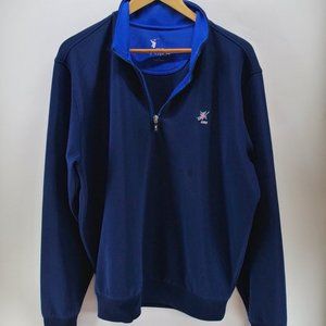 Fairway&Greene blue 1/4 zip neck‎ pullover. The Concession. Large